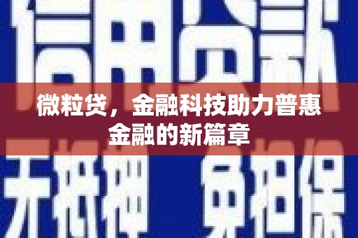 罗源微粒贷，金融科技助力普惠金融的新篇章